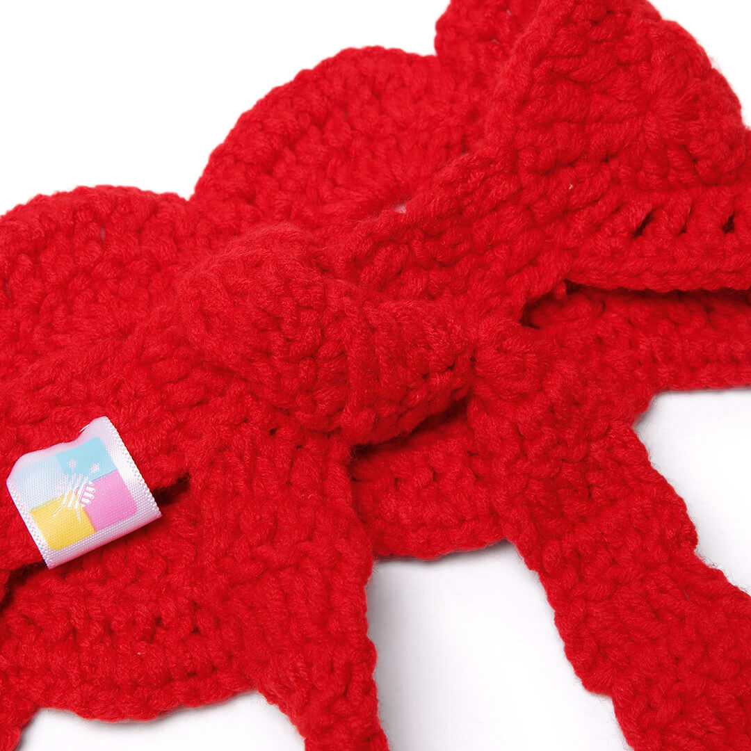 Handmade Crochet Tie-Back Headband - Red 10693