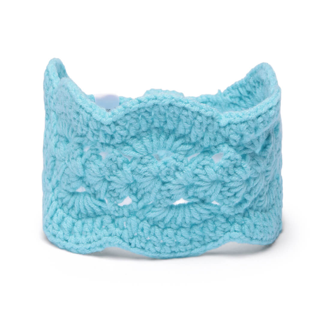 Handmade Crochet Tie-Back Headband - Light Blue 10694