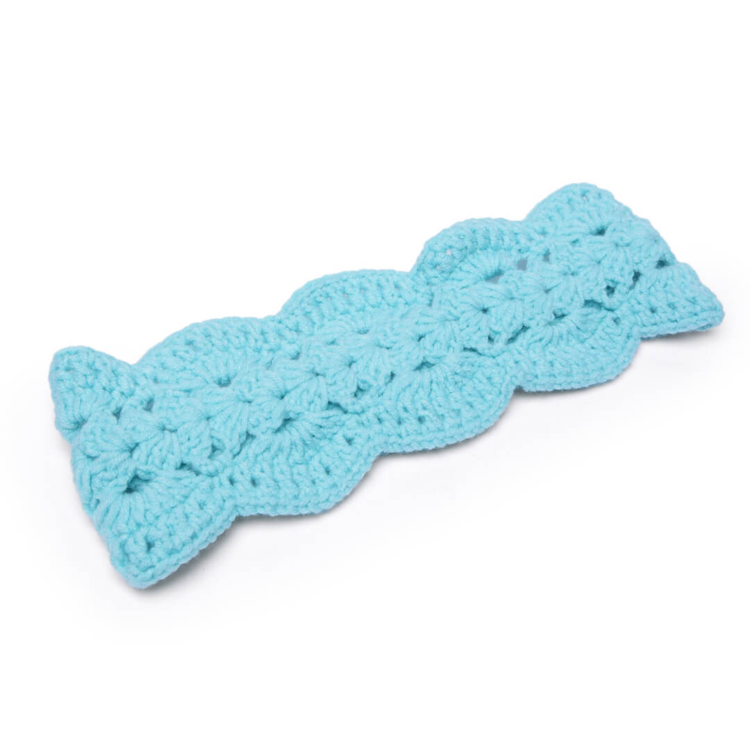 Handmade Crochet Tie-Back Headband - Light Blue 10694