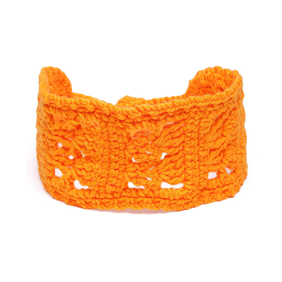 Handmade Crochet Tie-Back Headband - Orange 10695
