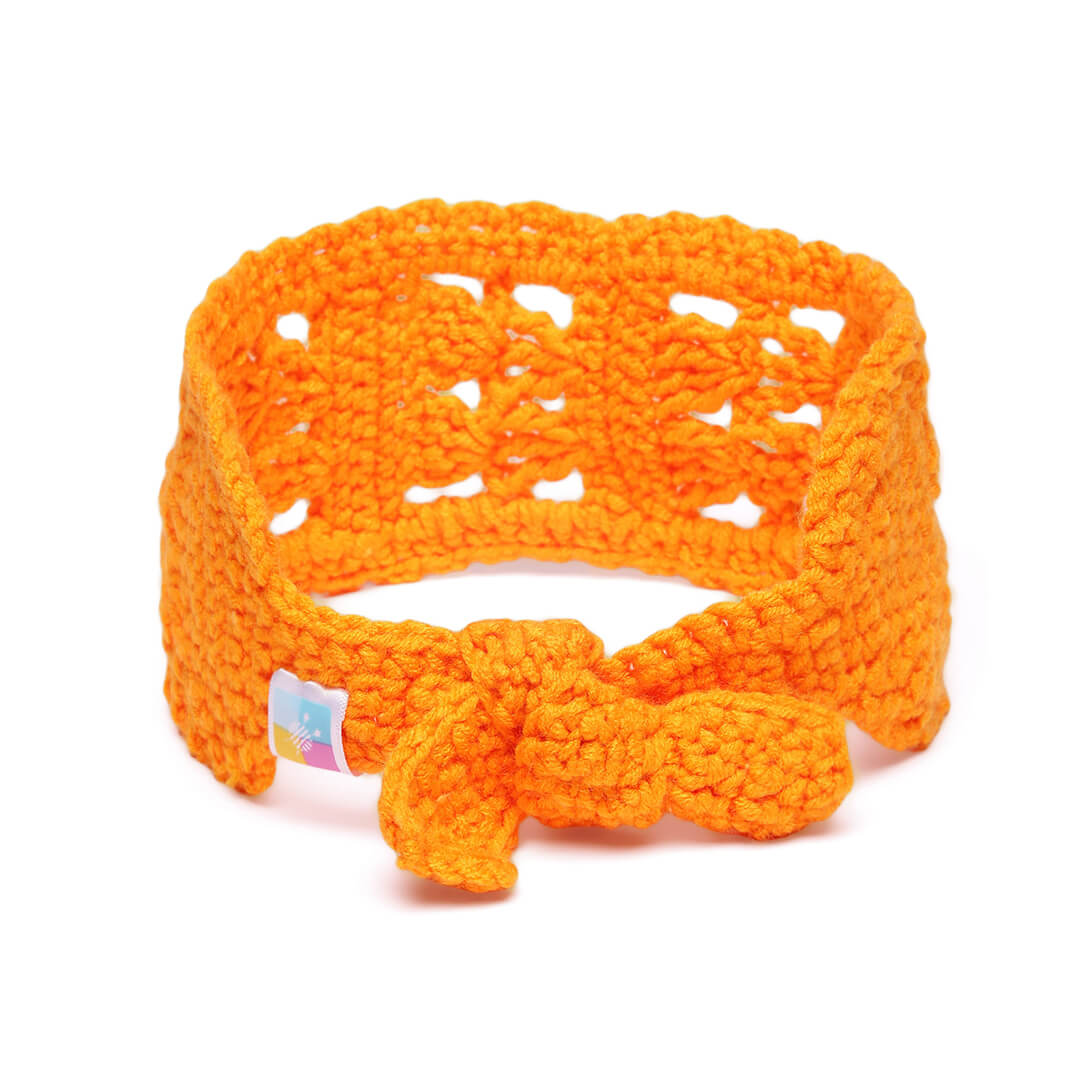 Handmade Crochet Tie-Back Headband - Orange 10695
