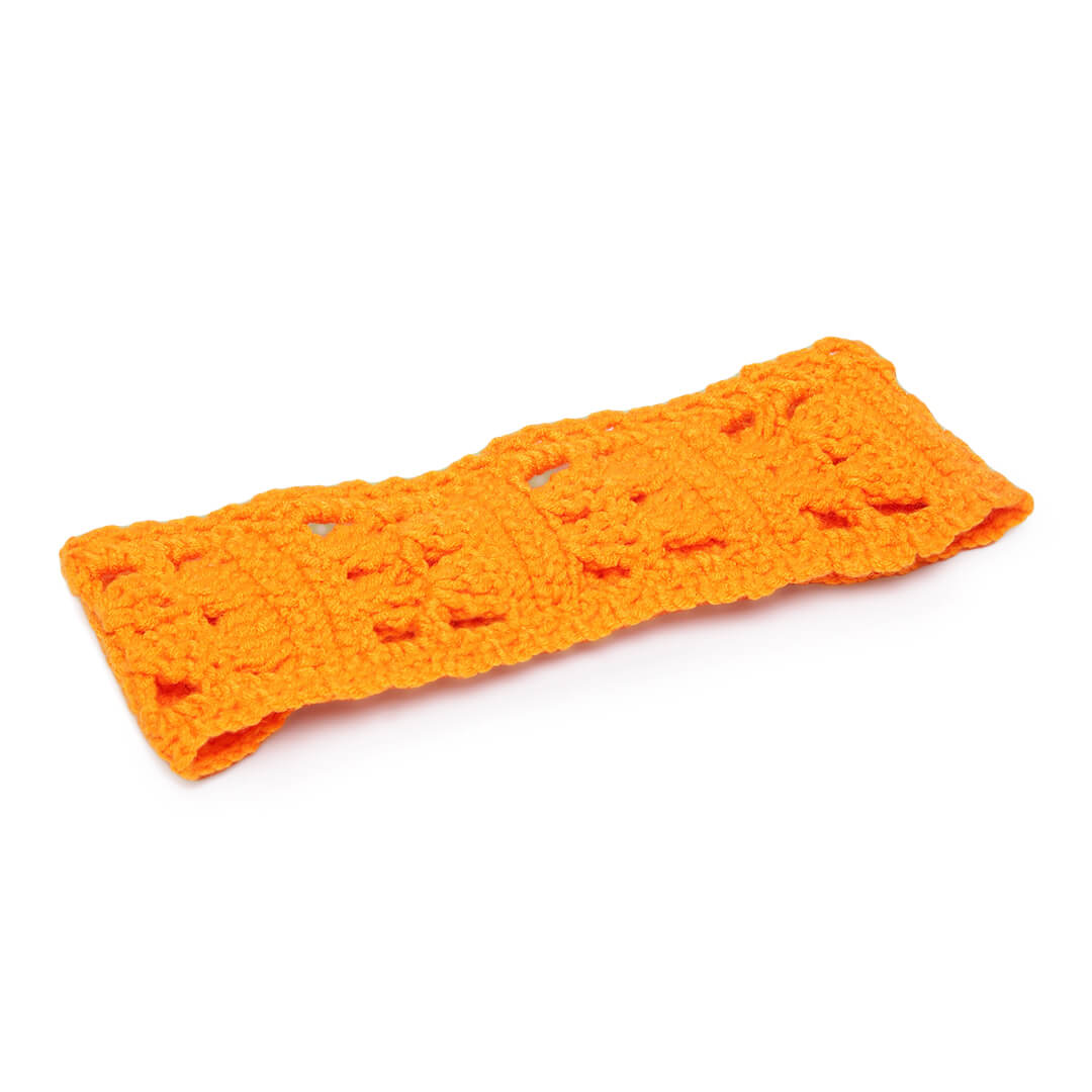 Handmade Crochet Tie-Back Headband - Orange 10695