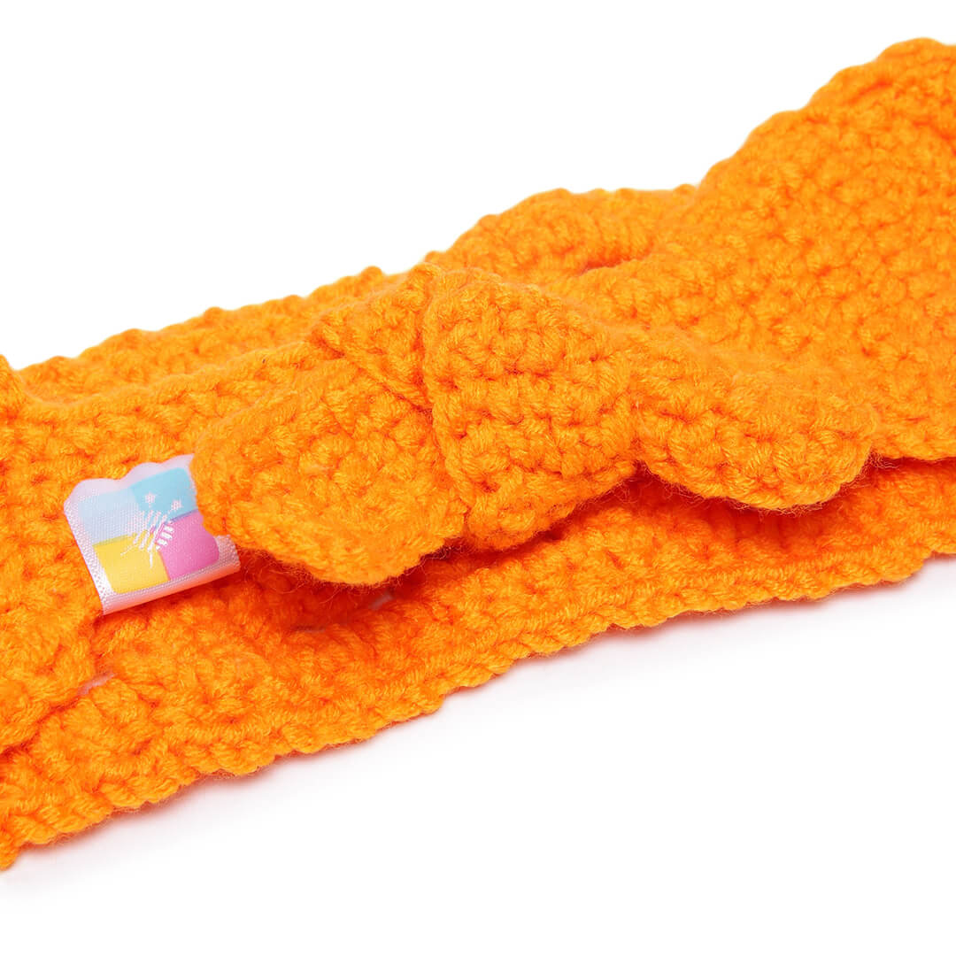 Handmade Crochet Tie-Back Headband - Orange 10695