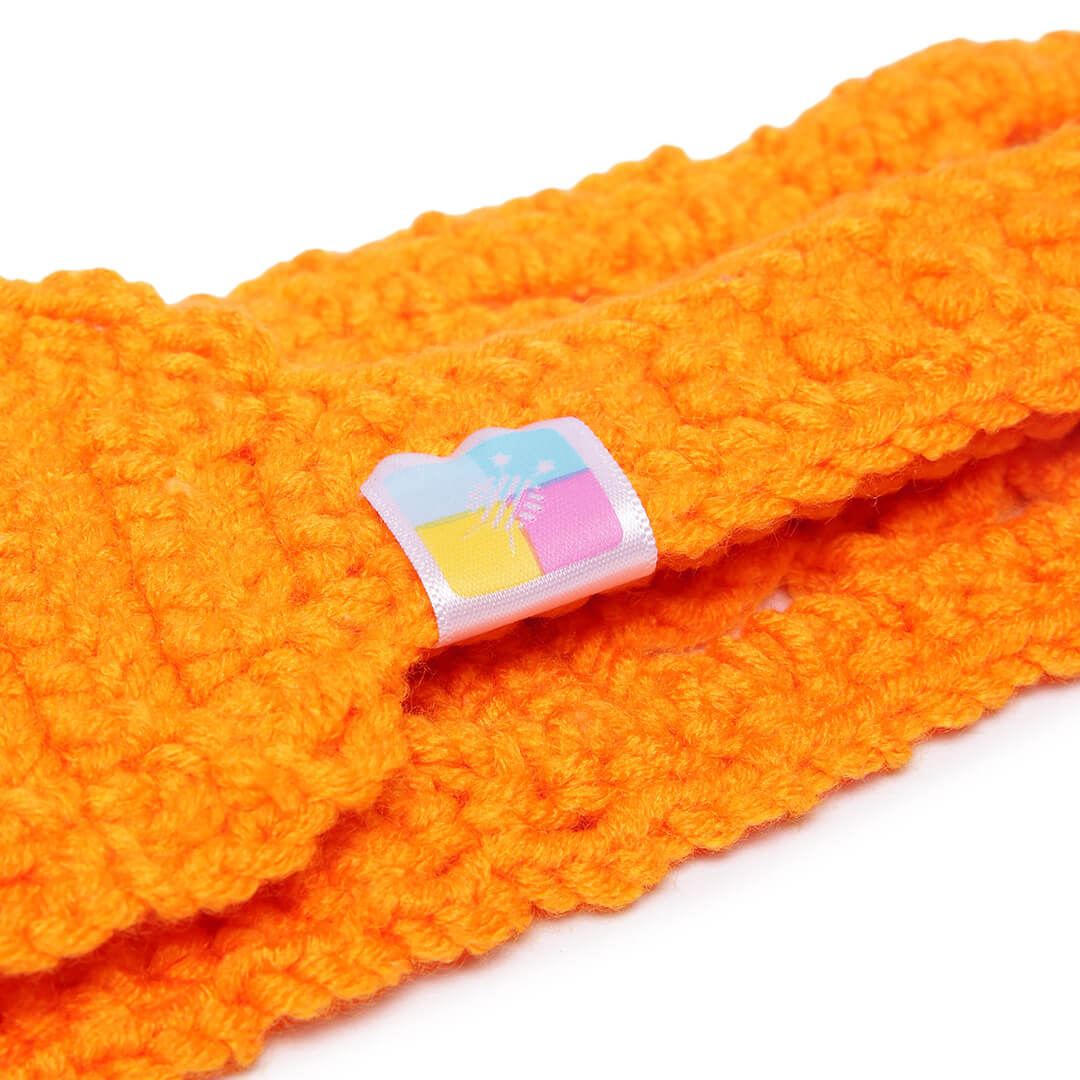 Handmade Crochet Tie-Back Headband - Orange 10695