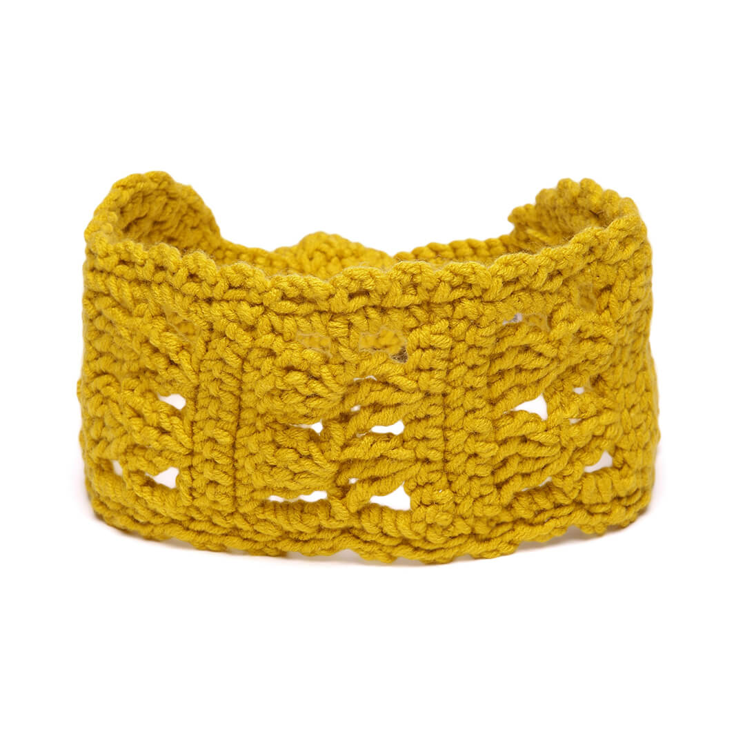 Handmade Crochet Tie-Back Headband - Mustard 10696