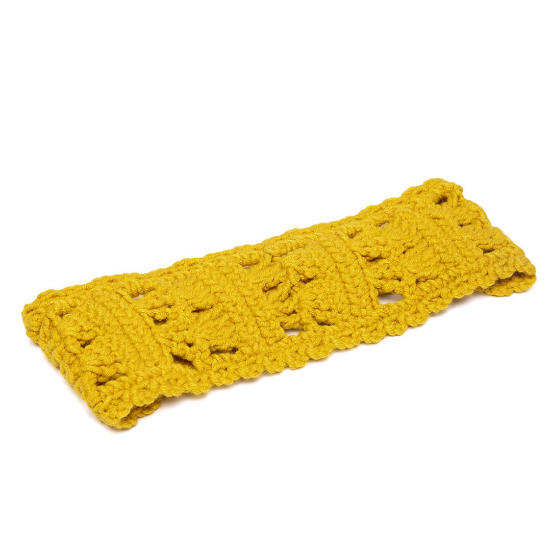 Handmade Crochet Tie-Back Headband - Mustard 10696