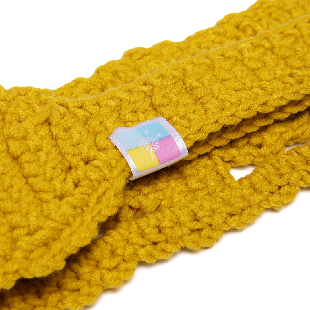 Handmade Crochet Tie-Back Headband - Mustard 10696