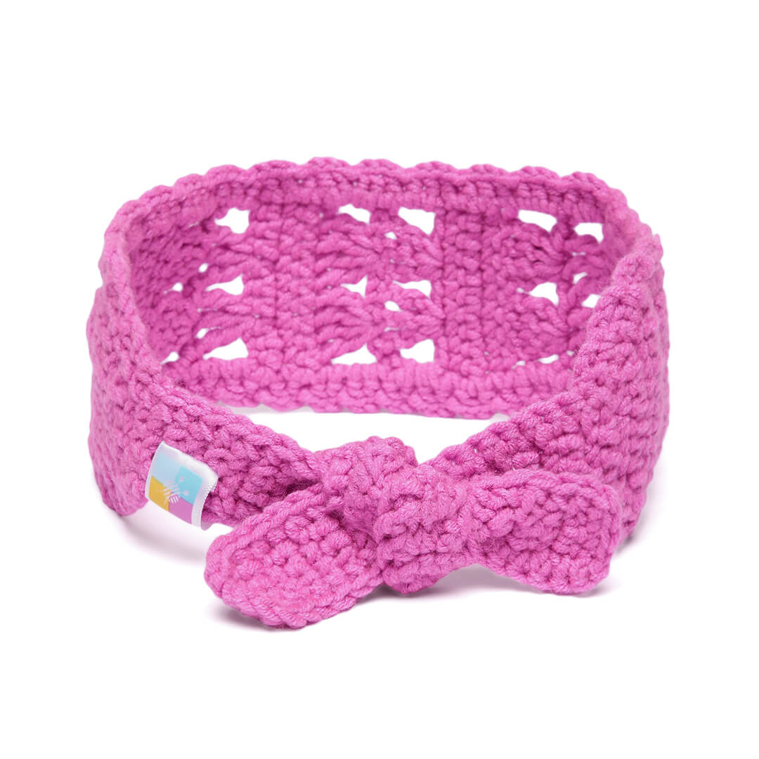 Handmade Crochet Tie-Back Headband - Desert Rose 10697