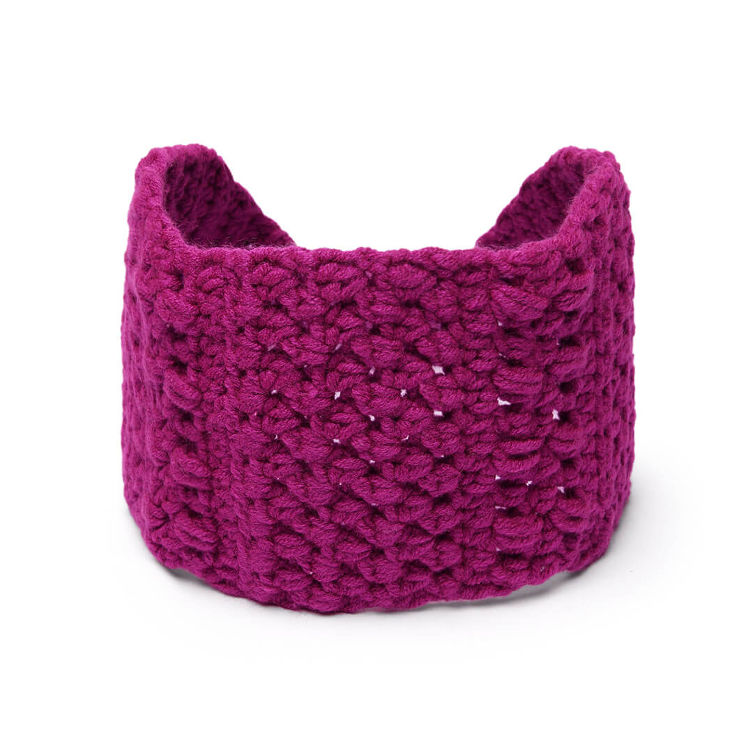 Handmade Crochet Tie-Back Headband - Magenta 10698