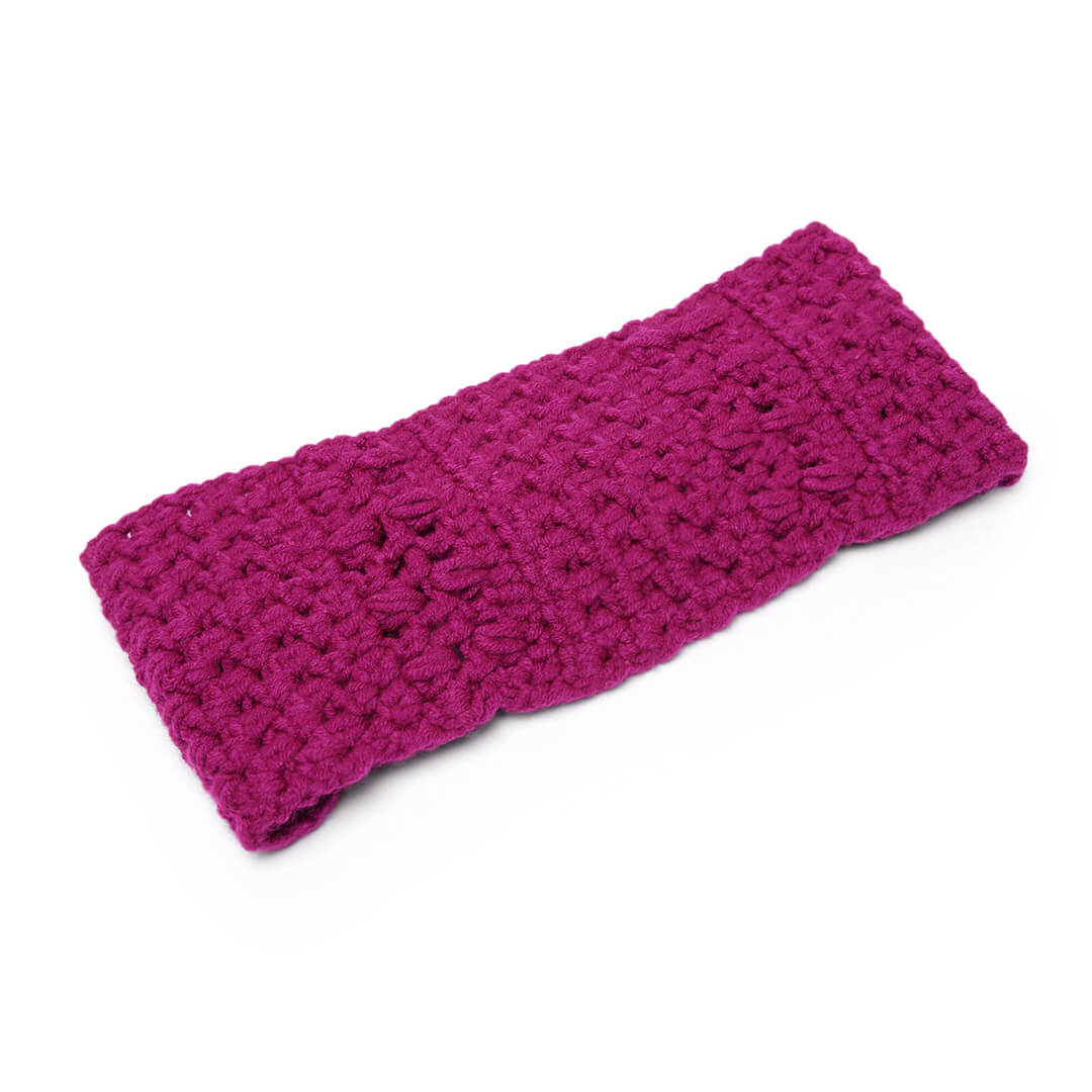 Handmade Crochet Tie-Back Headband - Magenta 10698