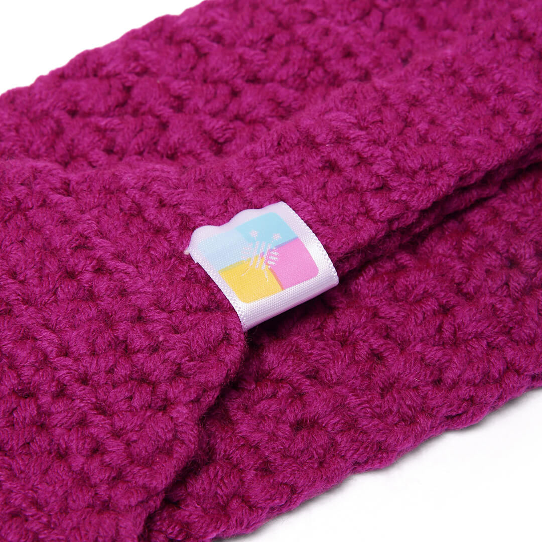 Handmade Crochet Tie-Back Headband - Magenta 10698