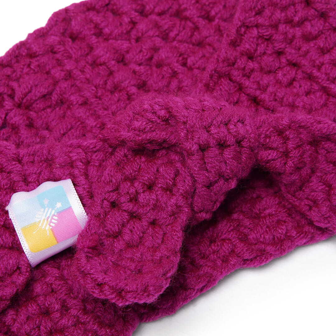 Handmade Crochet Tie-Back Headband - Magenta 10698
