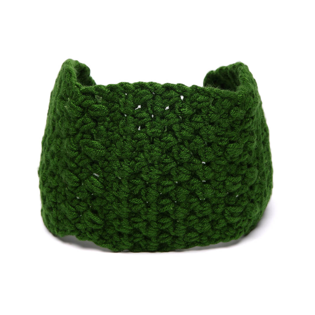 Handmade Crochet Tie-Back Headband - Dark Green 10699
