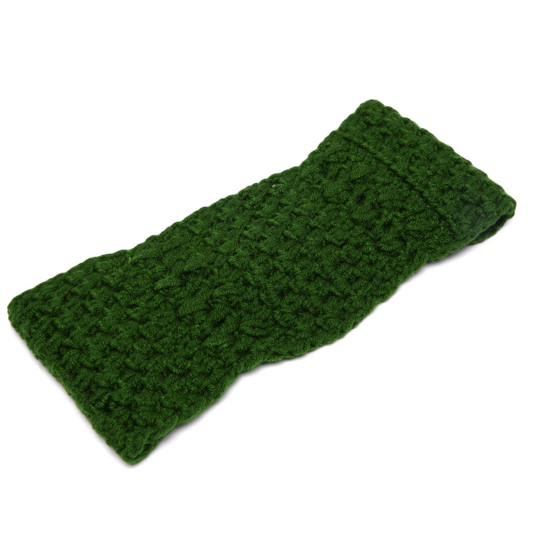 Handmade Crochet Tie-Back Headband - Dark Green 10699