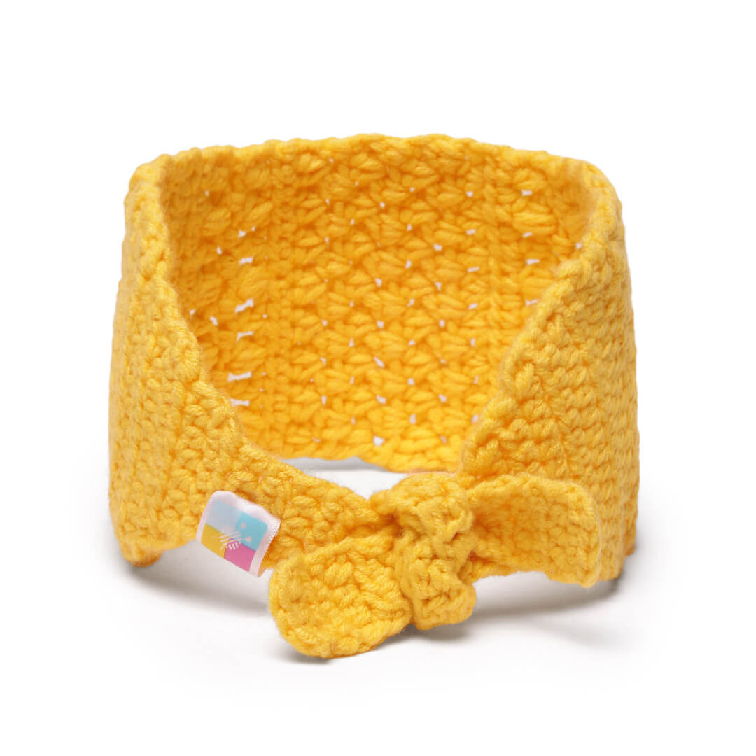 Handmade Crochet Tie-Back Headband - Yellow 10700