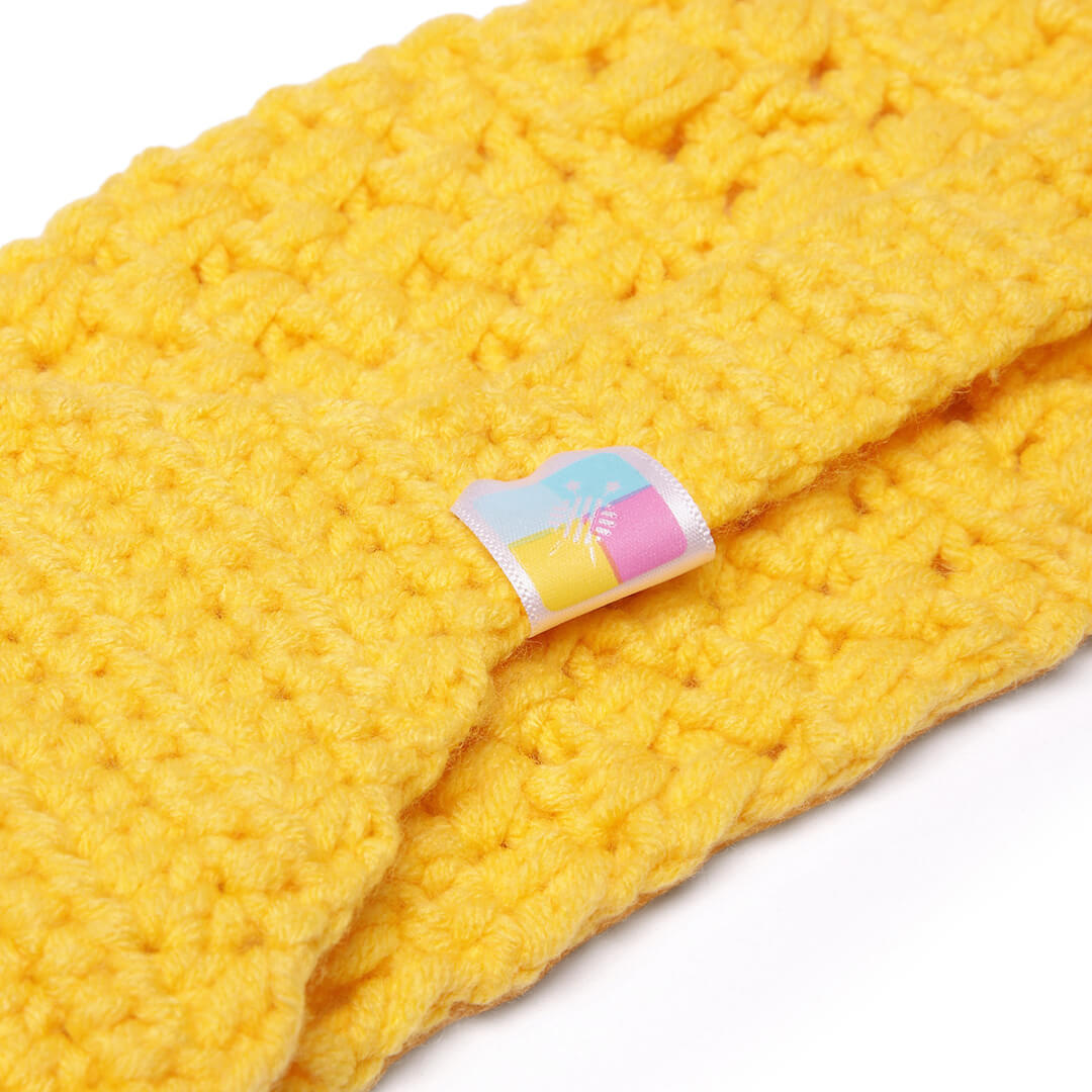 Handmade Crochet Tie-Back Headband - Yellow 10700