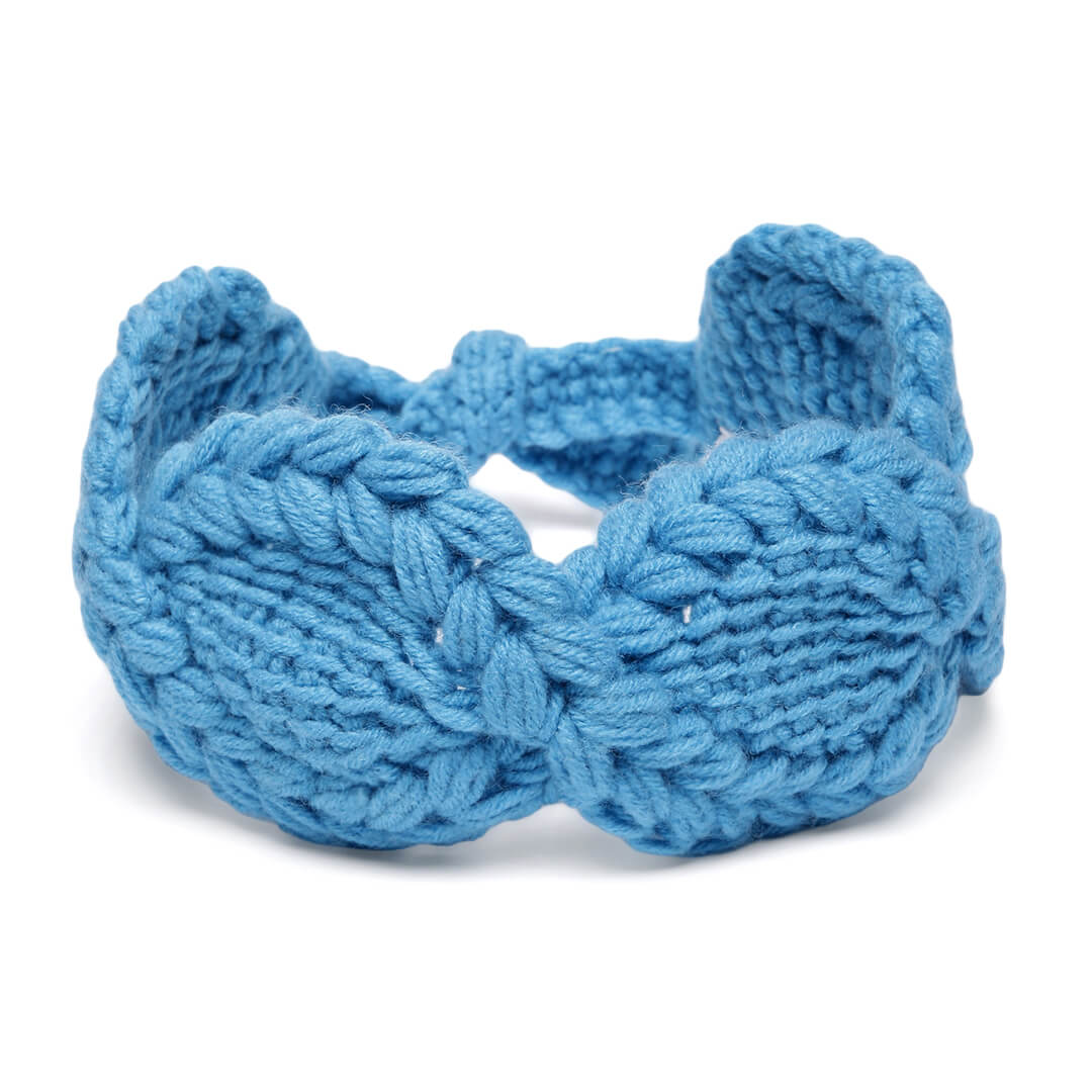 Handmade Crochet Tie-Back Headband - Blue 10701