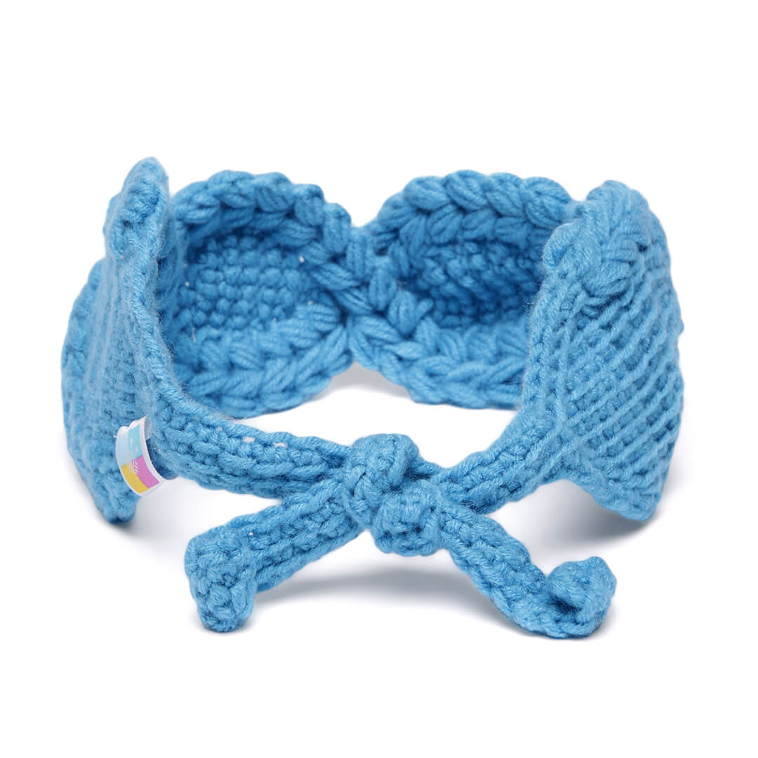 Handmade Crochet Tie-Back Headband - Blue 10701