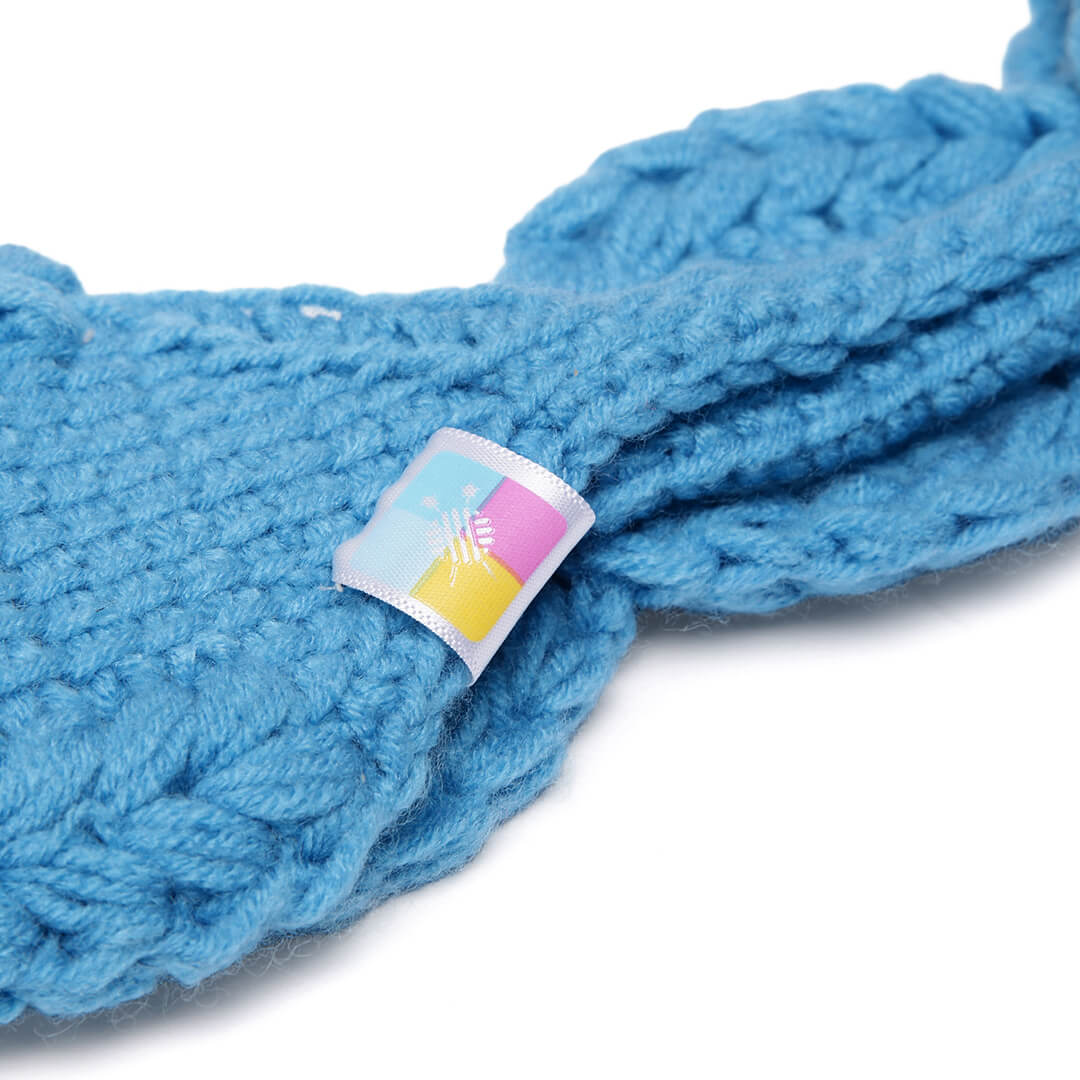 Handmade Crochet Tie-Back Headband - Blue 10701