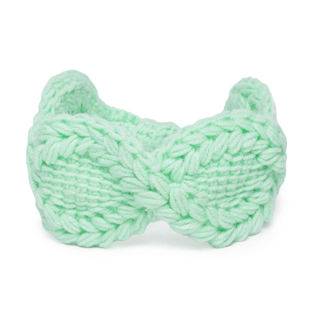 Handmade Crochet Tie-Back Headband - Light Green 10702