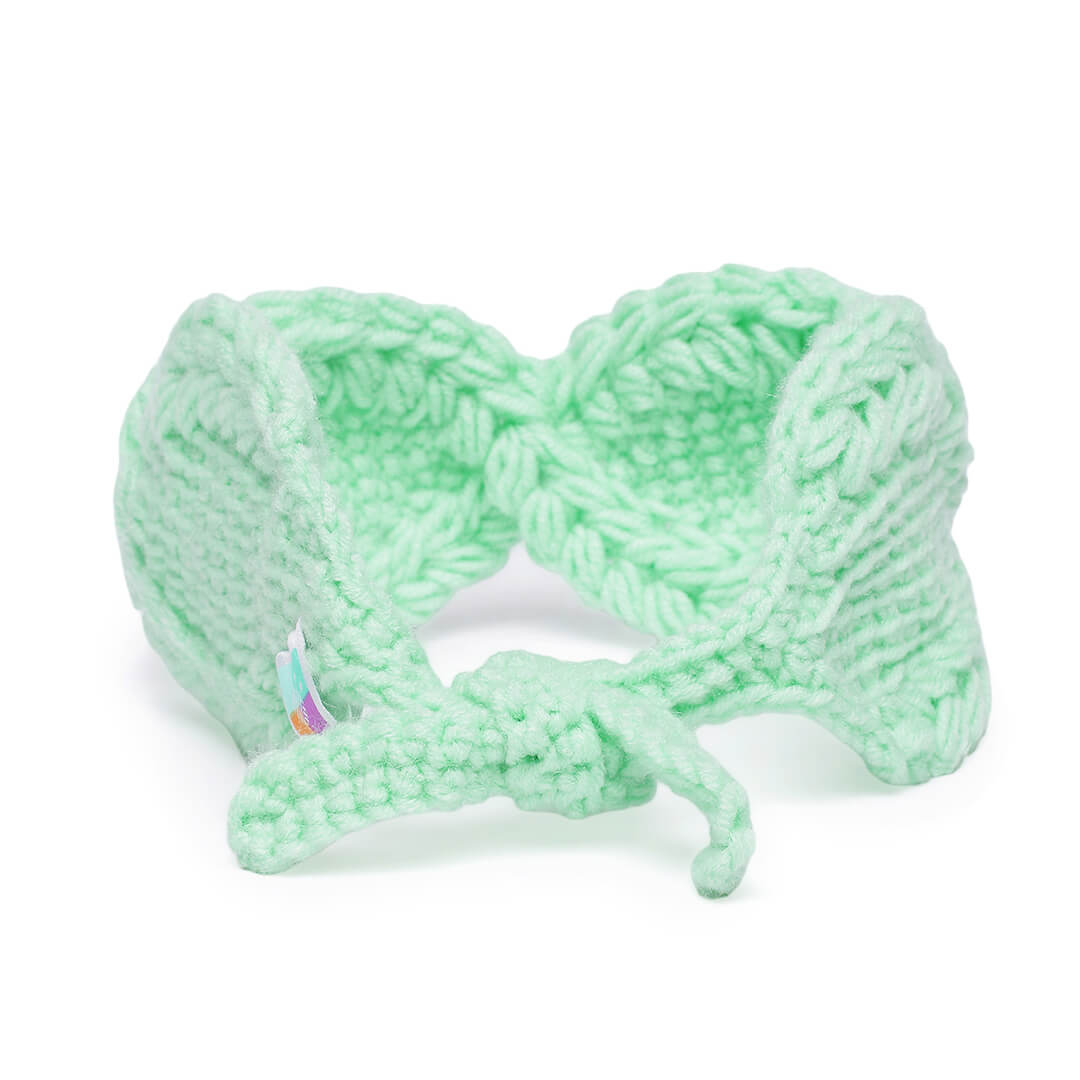Handmade Crochet Tie-Back Headband - Light Green 10702