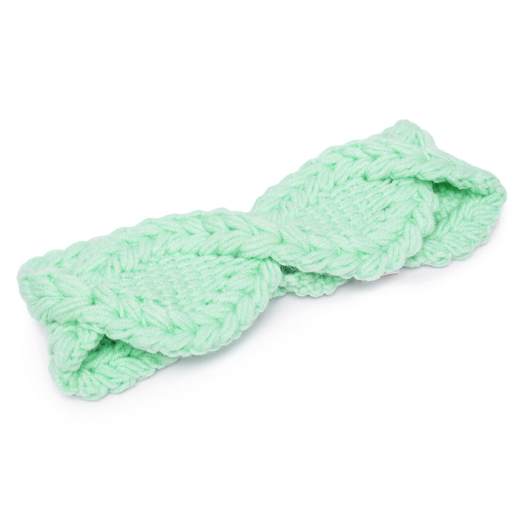 Handmade Crochet Tie-Back Headband - Light Green 10702