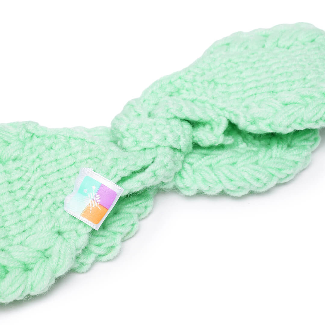 Handmade Crochet Tie-Back Headband - Light Green 10702
