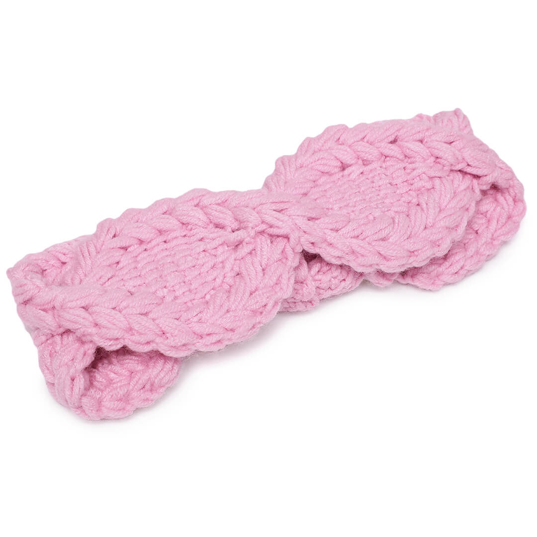Handmade Crochet Tie-Back Headband - Light Pink 10703