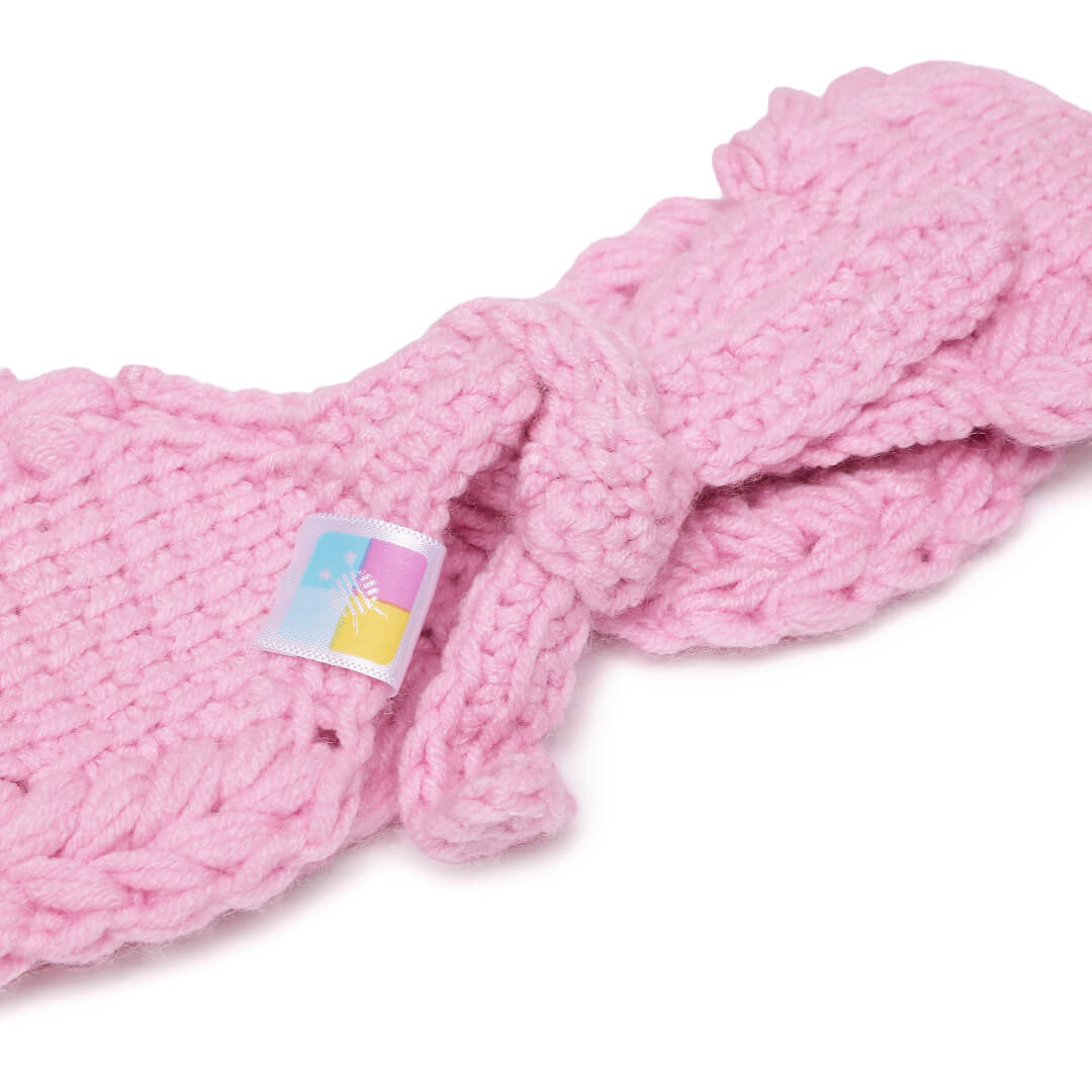 Handmade Crochet Tie-Back Headband - Light Pink 10703