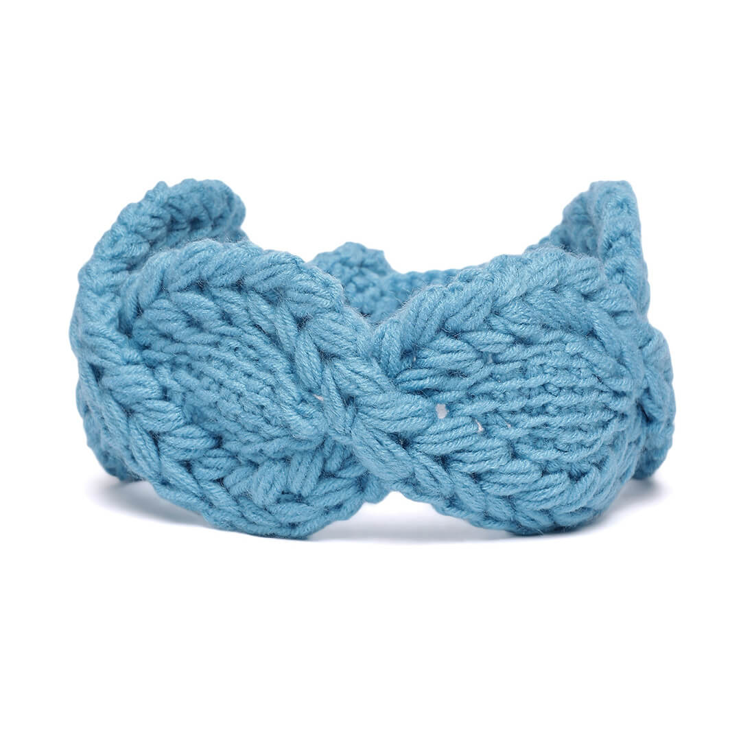 Handmade Crochet Tie-Back Headband - Turquoise 10704