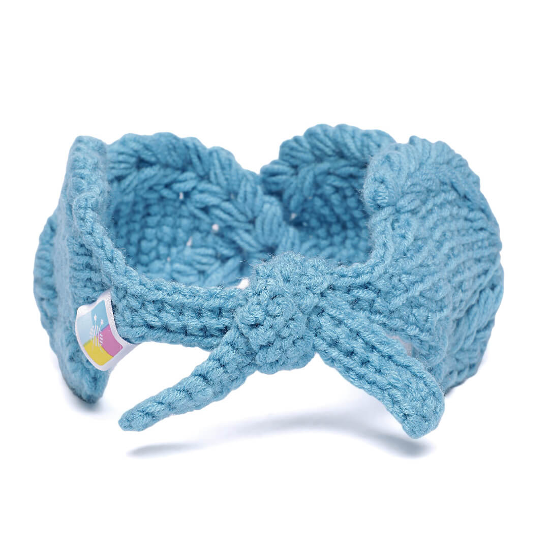 Handmade Crochet Tie-Back Headband - Turquoise 10704
