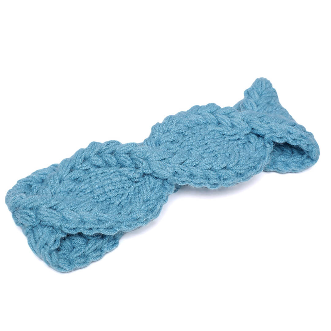 Handmade Crochet Tie-Back Headband - Turquoise 10704
