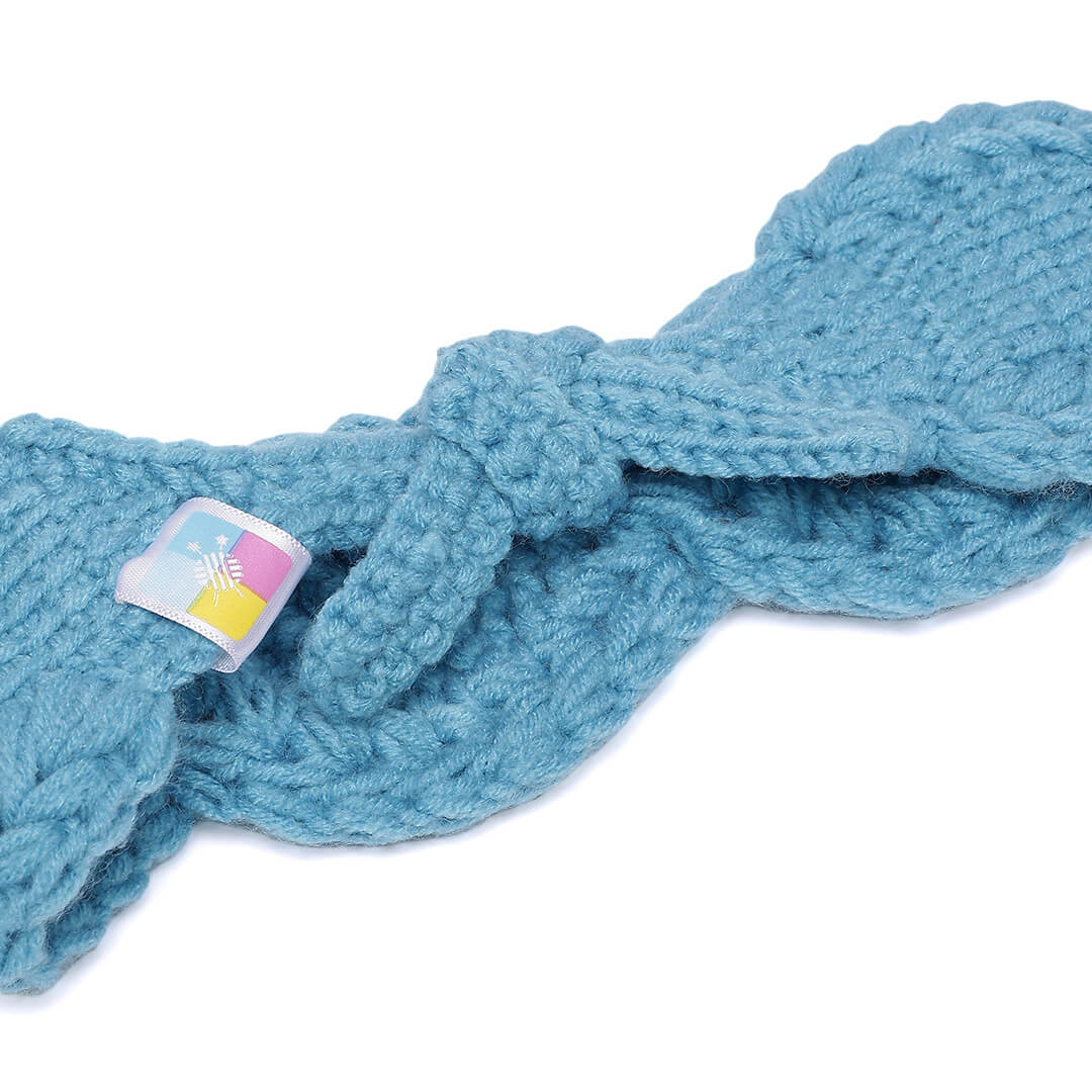 Handmade Crochet Tie-Back Headband - Turquoise 10704