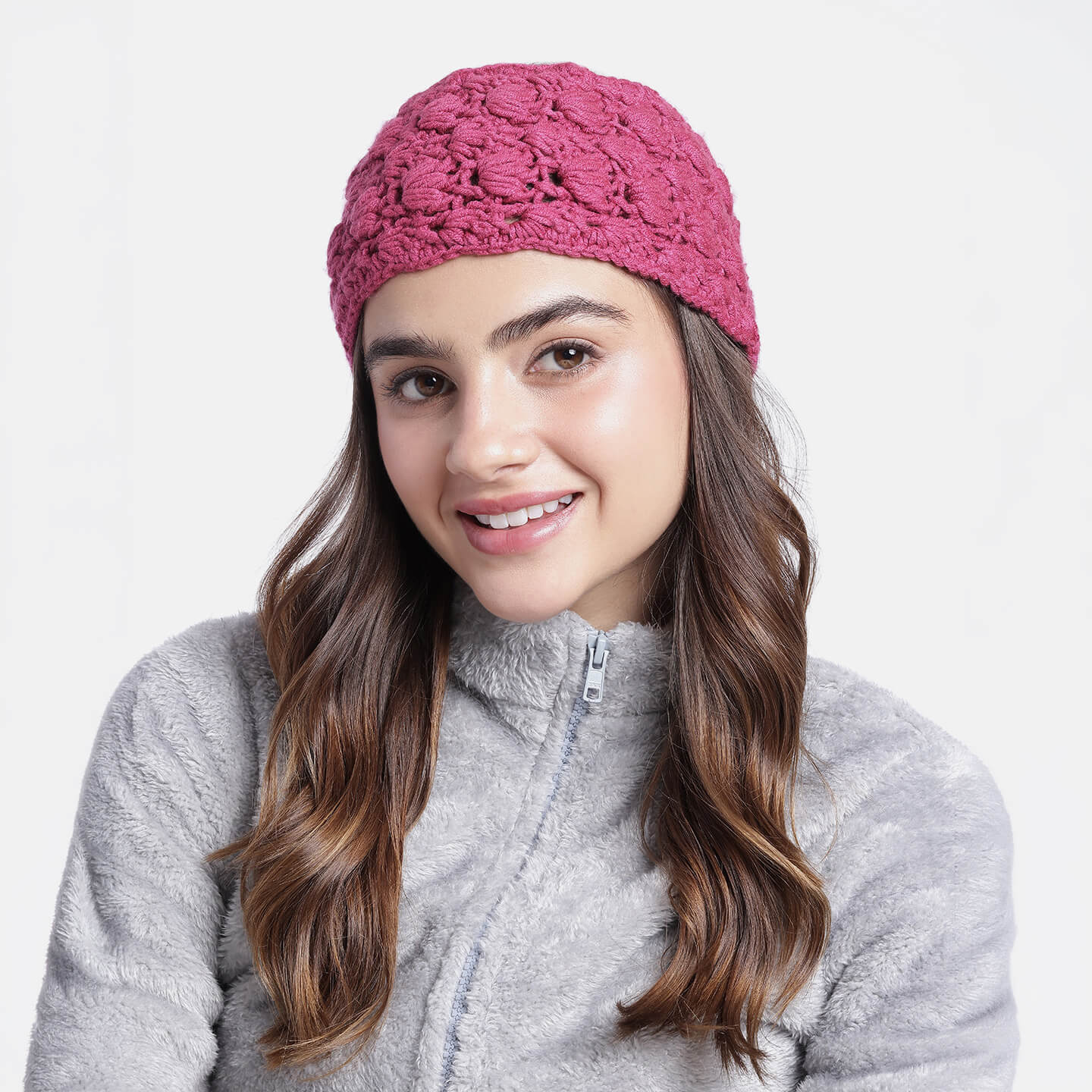 Handmade Crochet Designer Headband - Dark Pink 10706