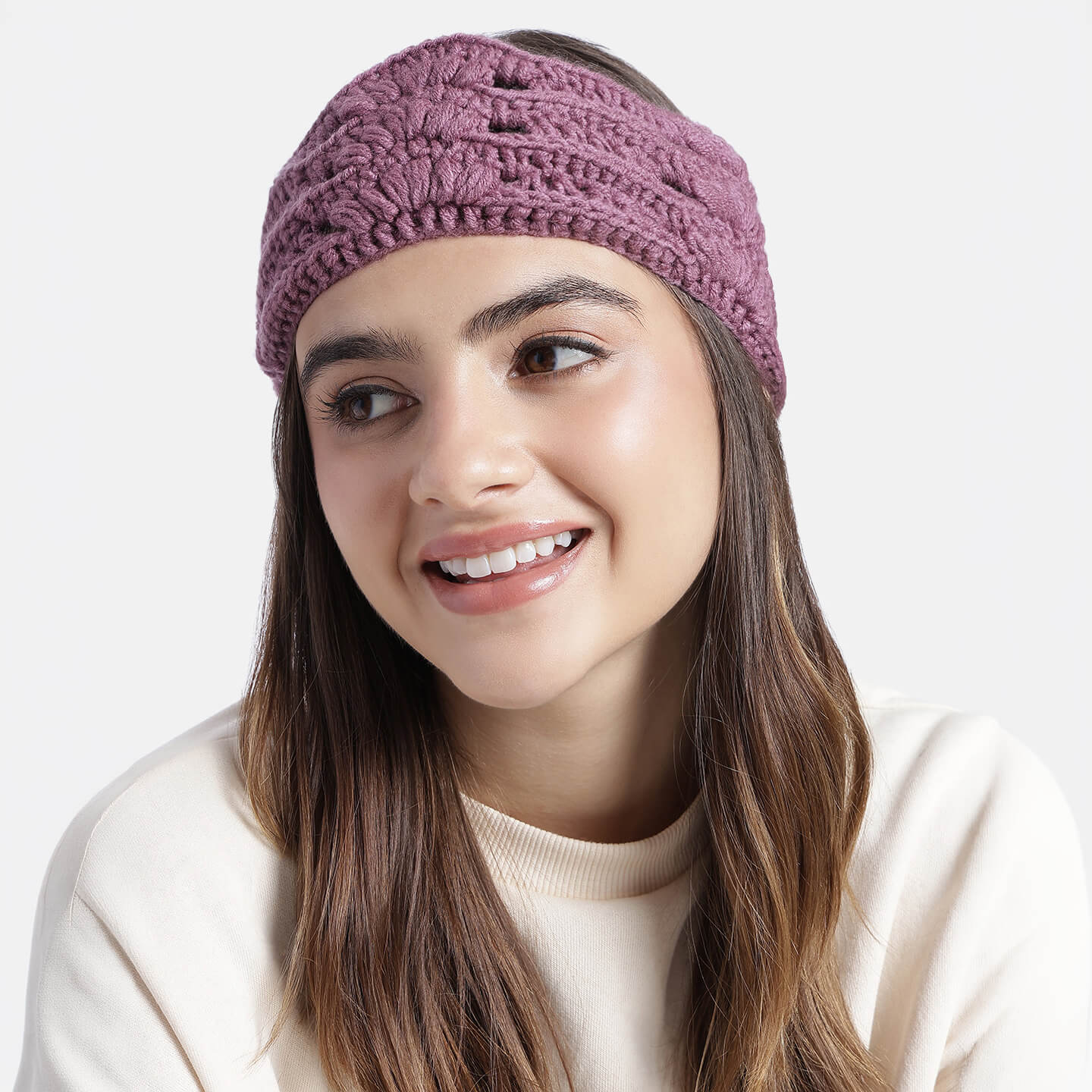 Handmade Crochet Designer Headband - Mauve 10709