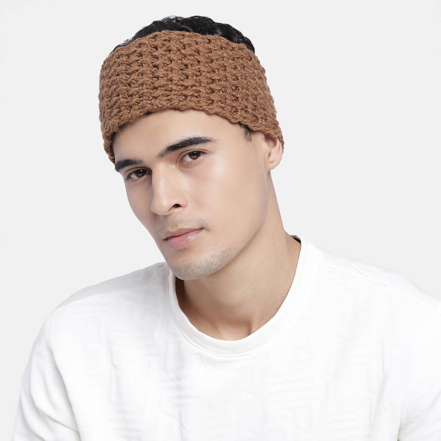 Handmade Crochet Designer Headband - Brown 10712