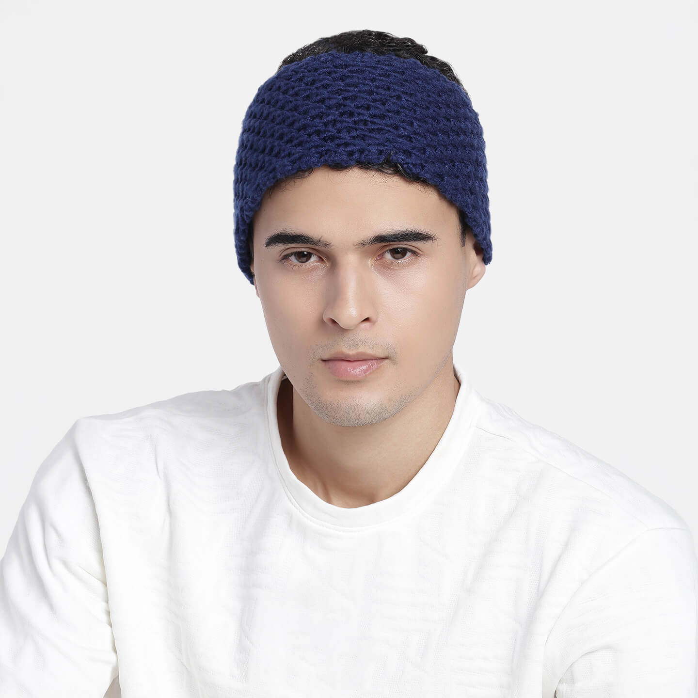 Handmade Crochet Designer Headband - Navy Blue 10716