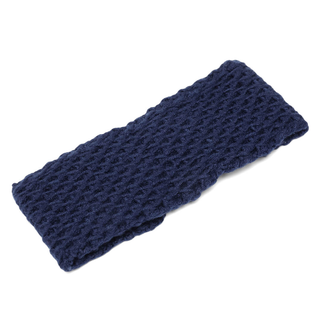 Handmade Crochet Designer Headband - Navy Blue 10716