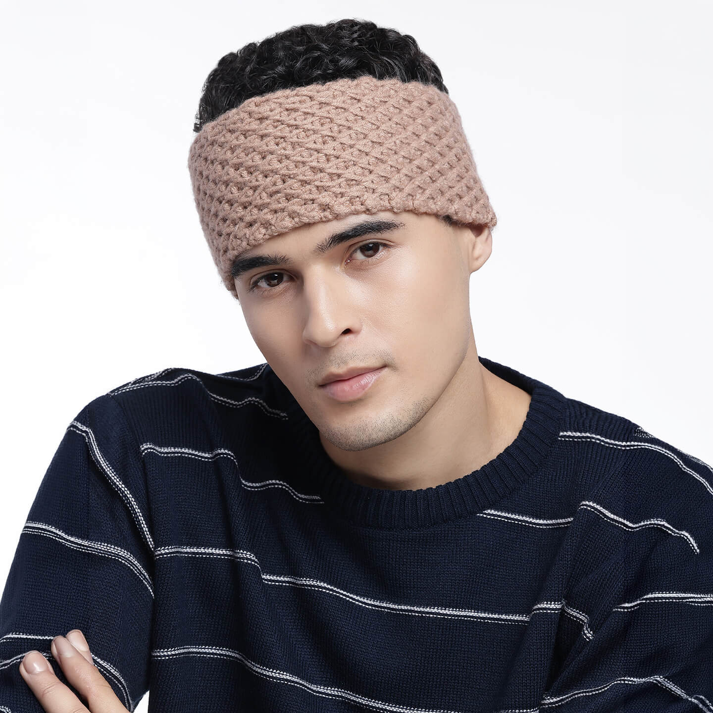 Handmade Crochet Designer Headband - Light Brown 10718