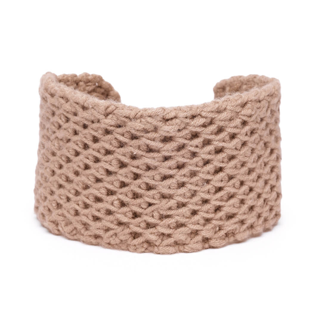 Handmade Crochet Designer Headband - Light Brown 10718