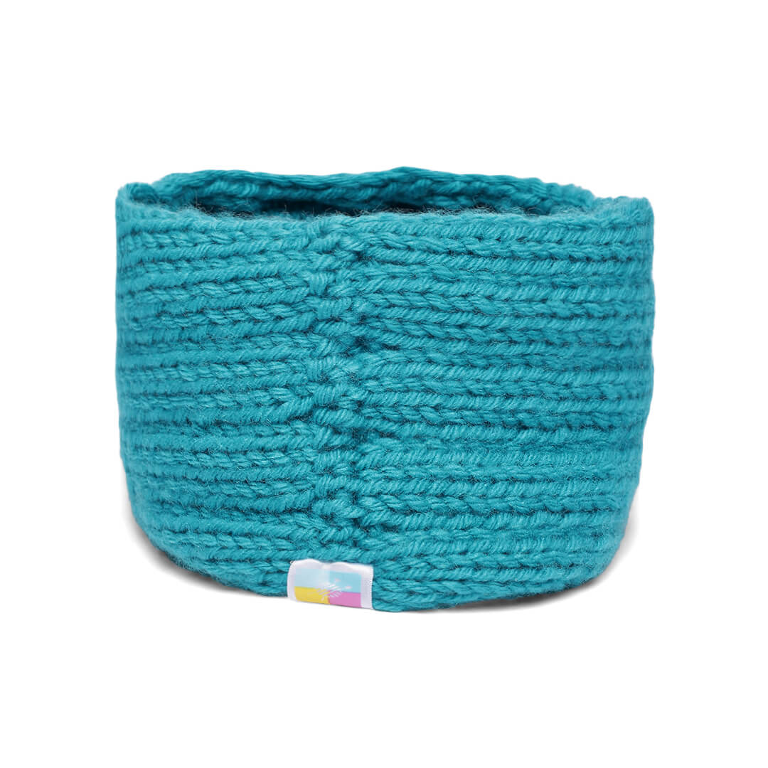 Hand Knitted Woolen Designer Headband - Teal 10720