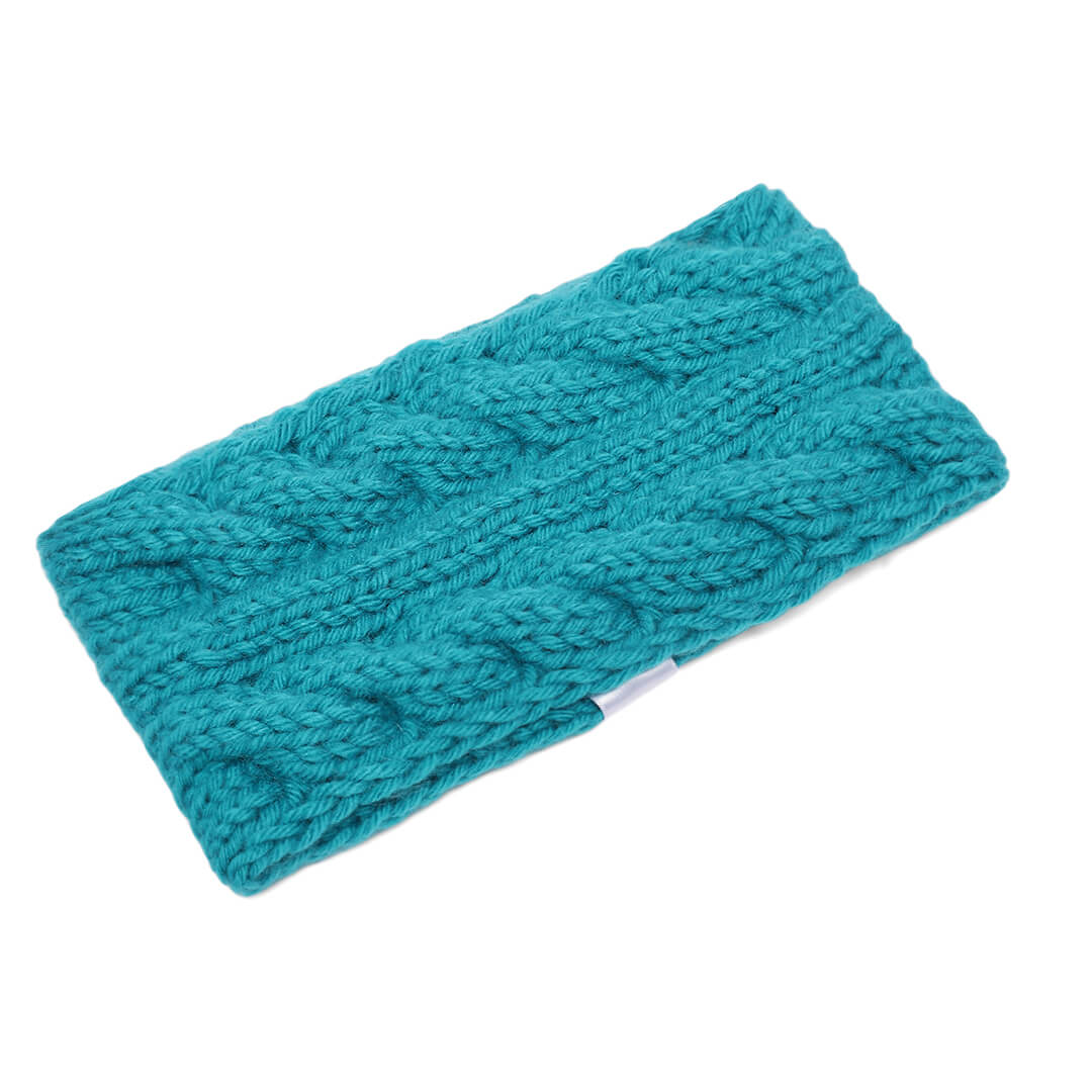 Hand Knitted Woolen Designer Headband - Teal 10720