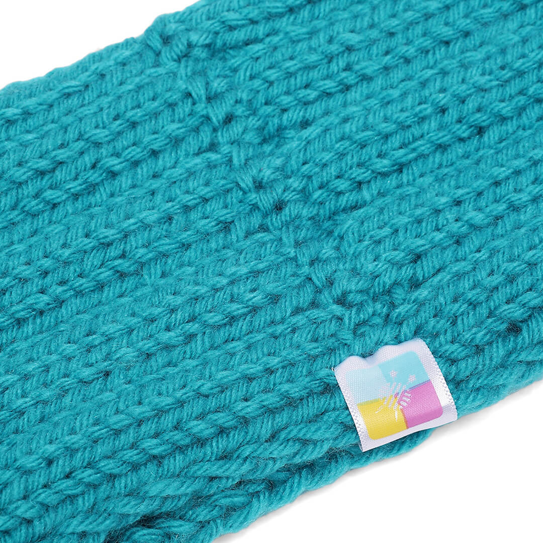 Hand Knitted Woolen Designer Headband - Teal 10720