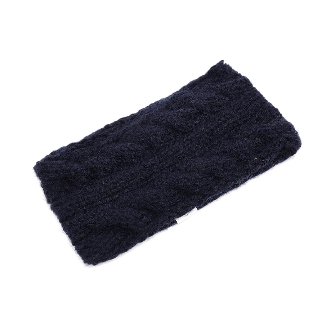 Hand Knitted Woolen Designer Headband - Navy Blue 10721