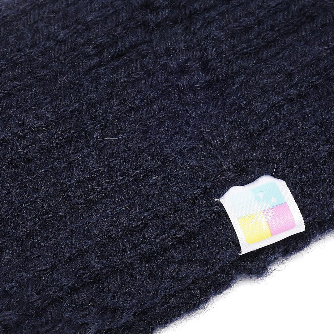 Hand Knitted Woolen Designer Headband - Navy Blue 10721