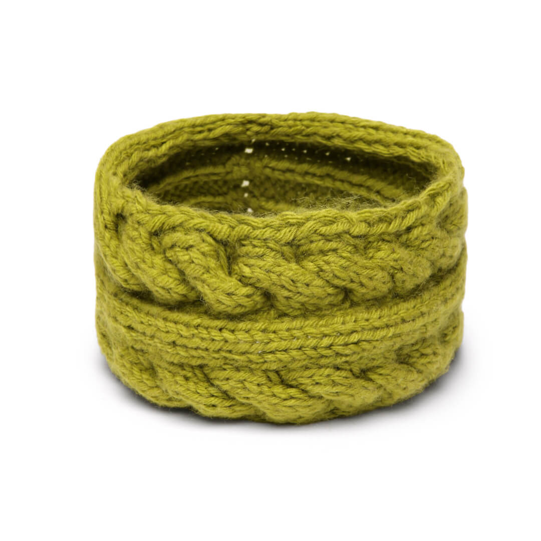 Hand Knitted Woolen Designer Headband - Olive Green 10722