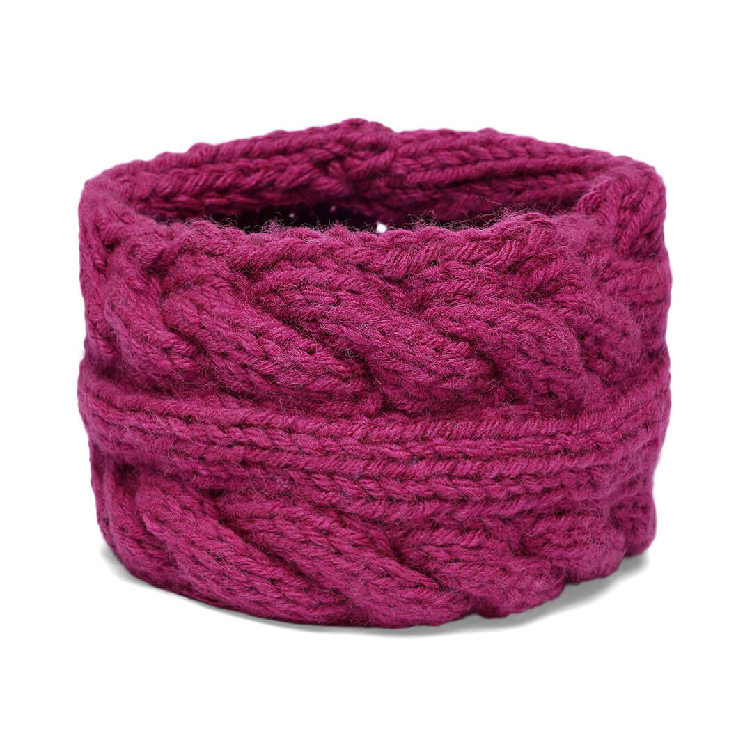 Hand Knitted Woolen Designer Headband - Magenta 10723