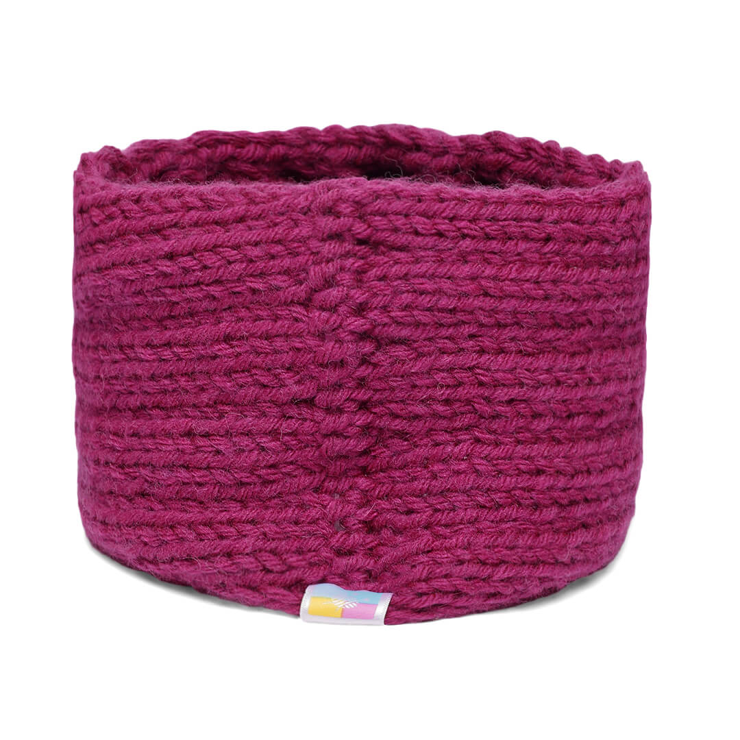 Hand Knitted Woolen Designer Headband - Magenta 10723