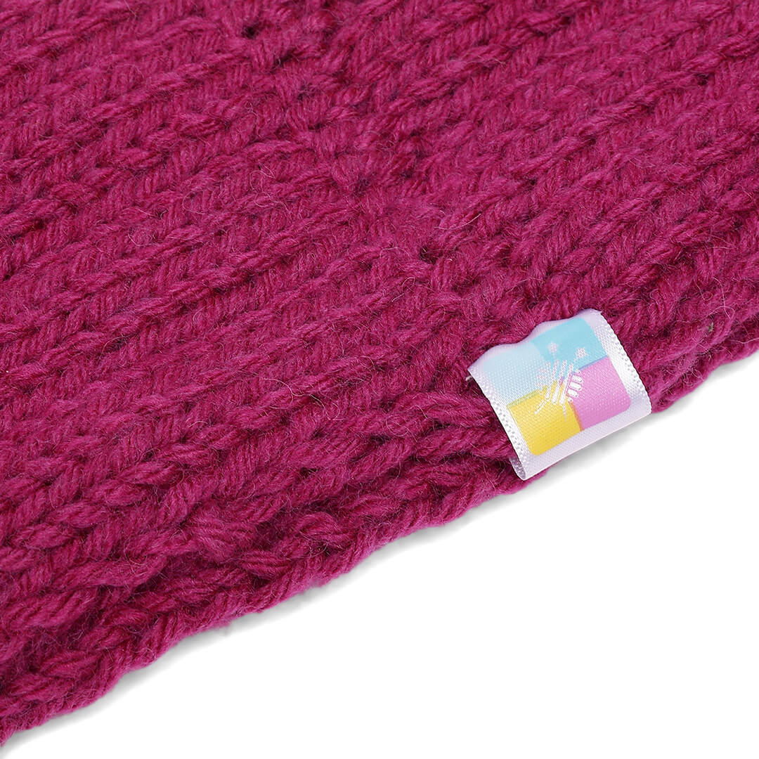 Hand Knitted Woolen Designer Headband - Magenta 10723