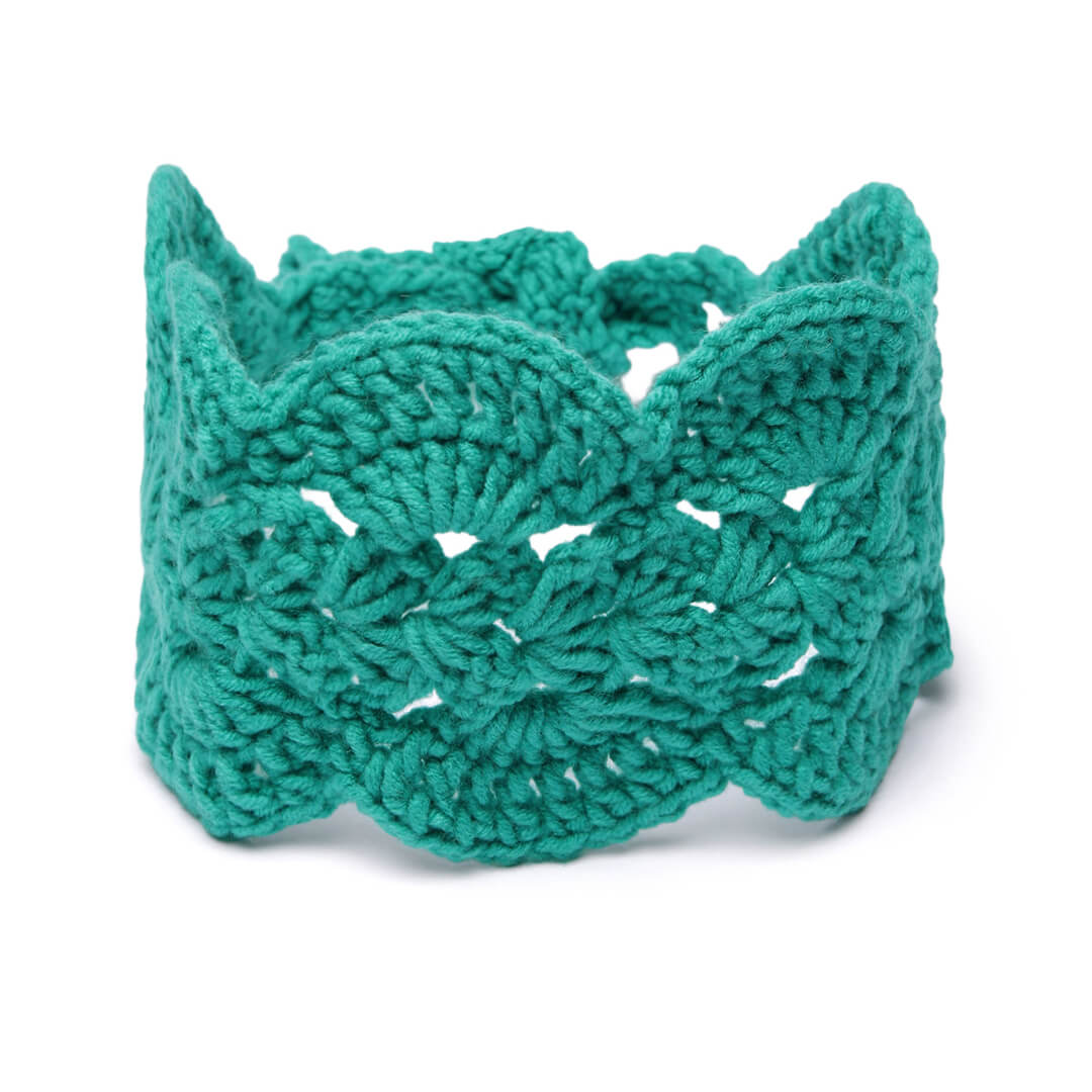 Handmade Crochet Tie Back Headband - Cyan Green 10724